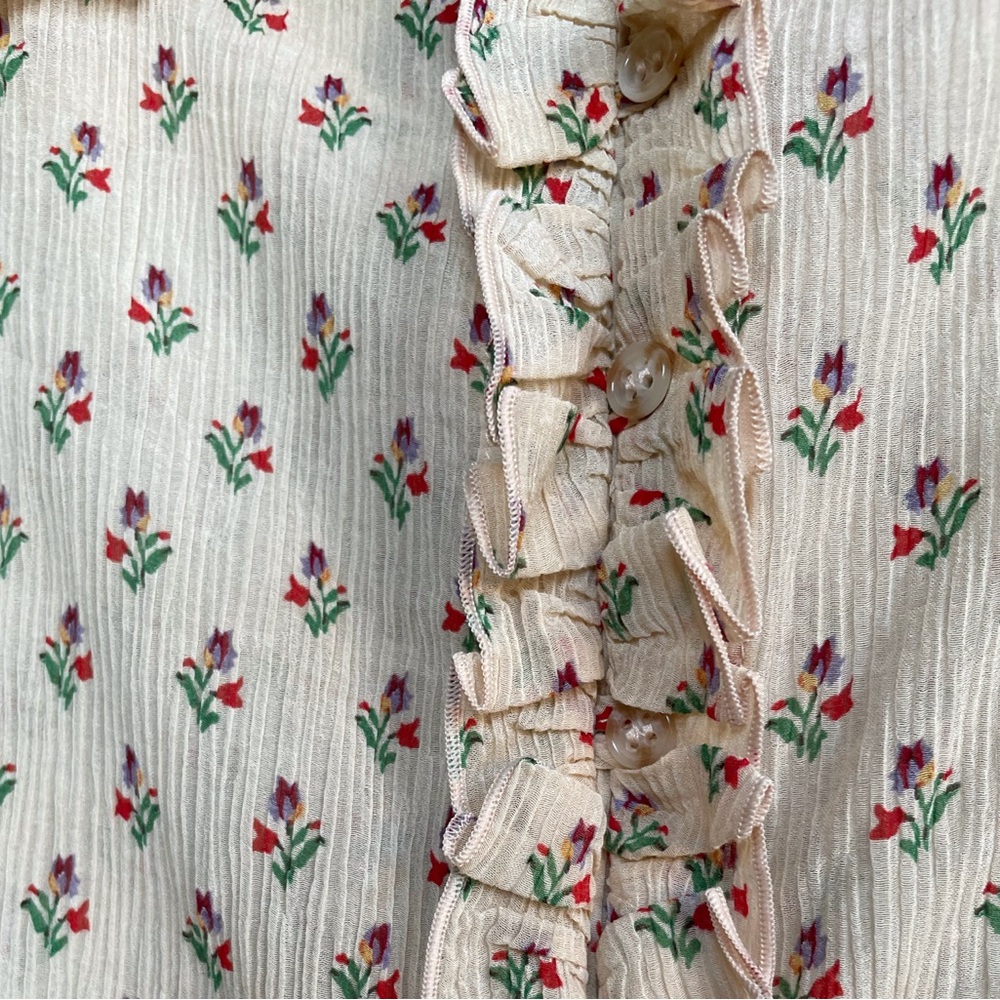 Sezane Floral Ruffle Blouse - Cream and Pink - Picture 5 of 16
